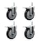 Service Caster 5 Inch Black Polyurethane Swivel 58 Inch Threaded Stem Caster Set with Total Lock Brake SCC-TSTTL20S514-PPUB-BLK-58212-4 - alternate 1